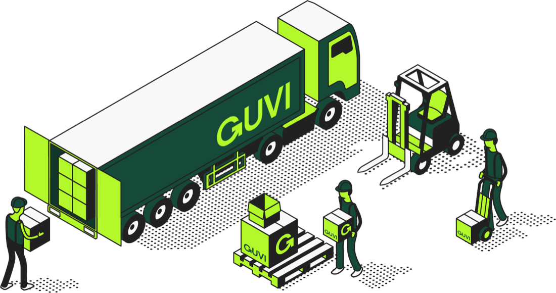 Guvi cargo truck being loaded at the warehouse